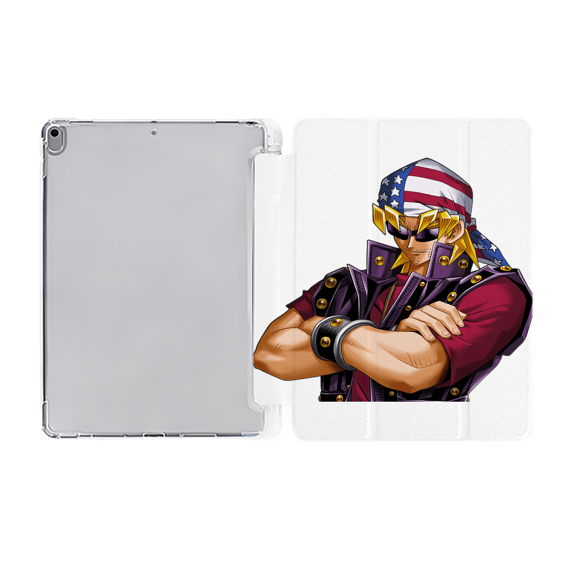 （画像用） 遊☆戯☆王 Yu-Gi-Oh! IPad ケース ペン収納付き 三つ折りスタンド PUレザー×シリコン 対応機種9.5/10.5/10.9インチ